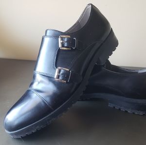 Sam Edelman Black Leather Monk-Straps
